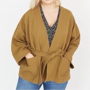 💕 MADEWELL texture & thread wrap jacket in true black size XL belted, textured